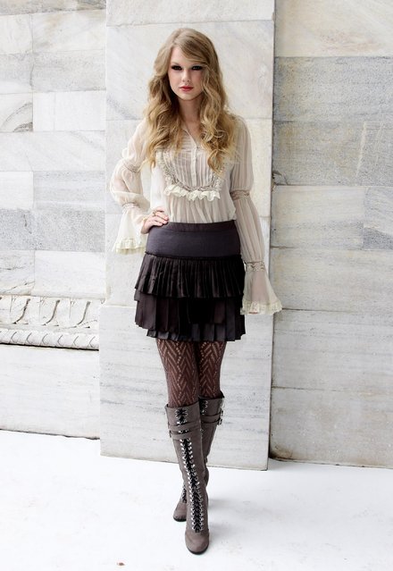 American singer-songwriter Taylor Swift attends the Roberto Cavalli Spring/Summer 2011 fashion show during Milan Fashion Week Womenswear on September 27, 2010 in Milan, Italy. (Photo by Vittorio Zunino Celotto/Getty Images)