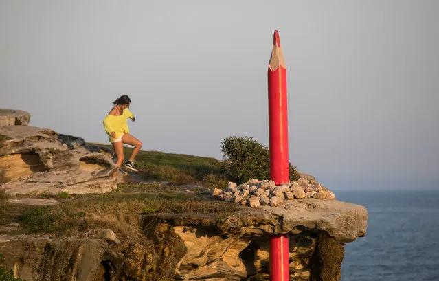 Sculpture “More Than It Seems” by Geraldo Zamproni is seen at Hunter Park, Bondi Beach, Australia on October 24, 2019. (Photo by Jessica Hromas/The Guardian)