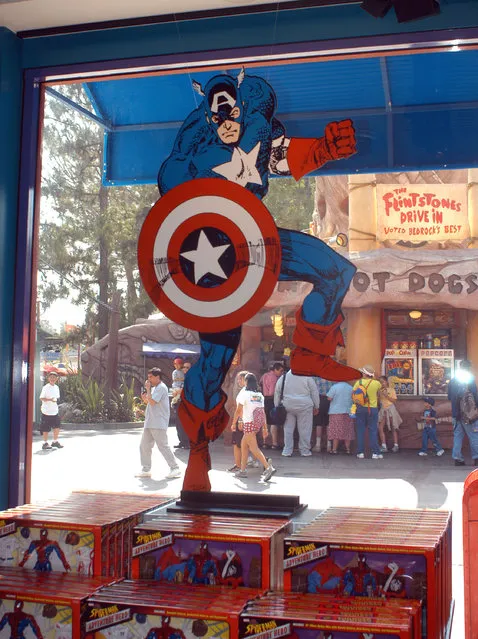 #8: Captain America. Web searches for Captain America led to malware 13.50% of the time, McAfee reports. Pictured here: A Captain America character is on display at Universal Studios during the Spider-Man 40th Birthday celebration at on August 13, 2002 in Universal City, California. (Photo by Michel Boutefeu/Getty Images)