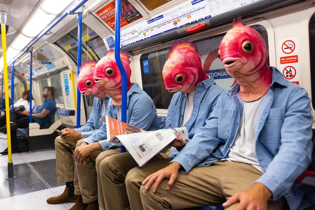General views of actors dressed as fish for homewares retailer, MADE's new Never Ordinary campaign, London on Tuesday, September 6, 2022. (Photo by David Parry/PA Wire/PA Images)
