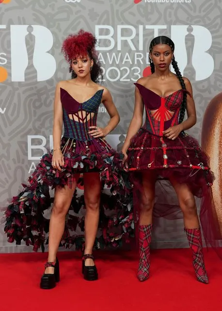 English rock duo Nova Twins pose as they arrive for the Brit Awards at the O2 Arena in London, Britain on February 11, 2023. (Photo by Maja Smiejkowska/Reuters)