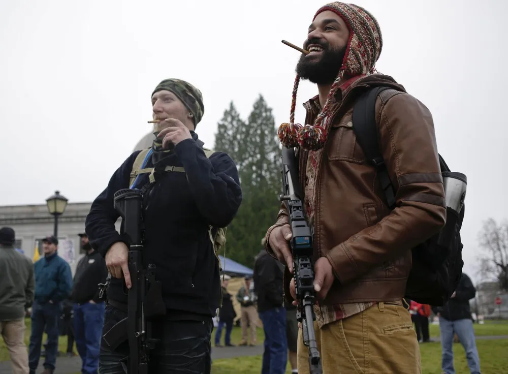 Hundreds Protest I-594 at Olympia Gun-Rights Rally