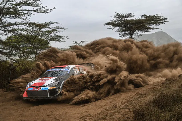 Elfyn Evans of Great Britain and Scott Martin of Great Britain are competing with their Toyota Gazoo Racing WRT Toyota GR Yaris Rally1 during Day 5 of the FIA World Rally Championship Kenya on June 26, 2022 in Naivasha, Kenya.  (Photo by Massimo Bettiol/Getty Images)