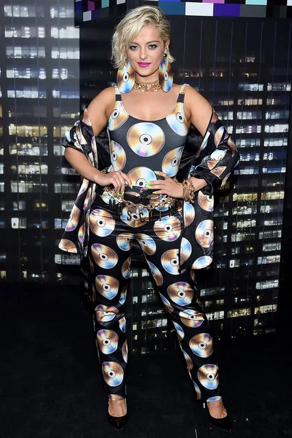Bebe Rexha attends the Moschino x H&M – Front Row at Pier 36 on October 24, 2018 in New York City. (Photo by Mike Coppola/Getty Images)