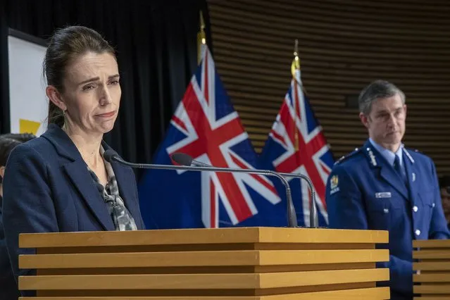 New Zealand Prime Minister Jacinda Ardern and Police Commissioner Andrew Coster answer questions during a press conference following the Auckland supermarket terror attack at parliament in Wellington, New Zealand, Saturday, September 4, 2021. (Photo by Mark Mitchell/Pool Photo via AP Photo)