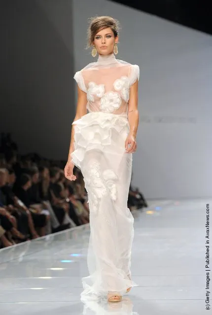 A model walks the runway at the Ermanno Scervino Spring/Summer 2012 fashion show as part Milan Womenswear Fashion Week