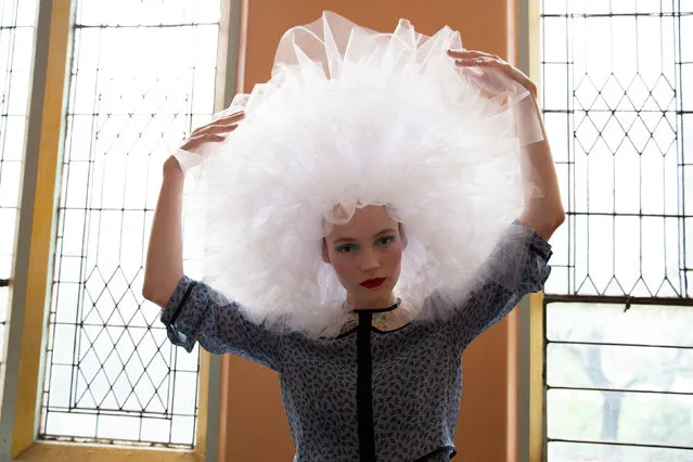 A model poses for a portrait backstage before the Rodarte Spring/Summer 2019 collection during New York Fashion Week in the Manhattan borough of New York City, U.S., September 9, 2018. (Photo by Caitlin Ochs/Reuters)