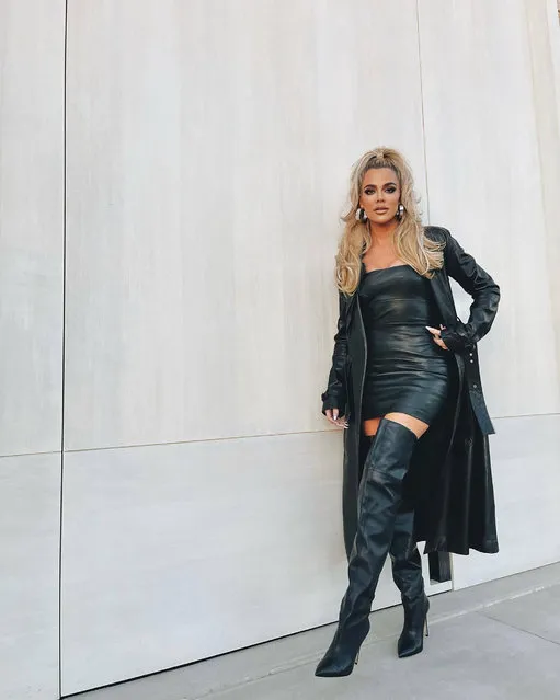 American media personality Khloé Kardashian stuns in a leather look in the last decade of February 2022. (Photo by khloekardashian/Instagram)