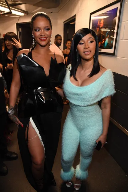 Rihanna and Cardi B pose backstage for Savage X Fenty Show Presented By Amazon Prime Video – Backstage at Barclays Center on September 10, 2019 in Brooklyn, New York. (Photo by Kevin Mazur/Getty Images)