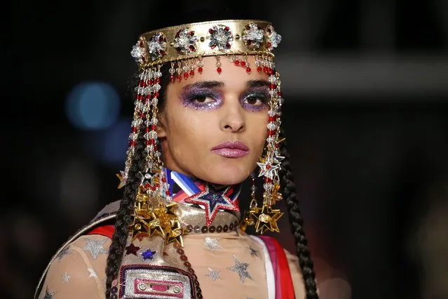 A model presents a creation by Indian designer Manish Arora as part of his Spring/Summer 2016 women's ready-to-wear fashion show in Paris, France, October 1, 2015. (Photo by Benoit Tessier/Reuters)