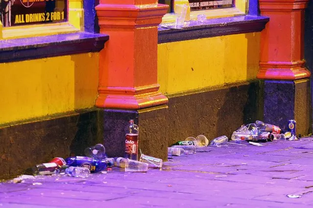 Drink offers pull in the new students for big nights out and often rubbish is left behind after the fun is over in Portsmouth, Hampshire on September 21, 2016. (Photo by Paul Jacobs/PictureExclusive.com)