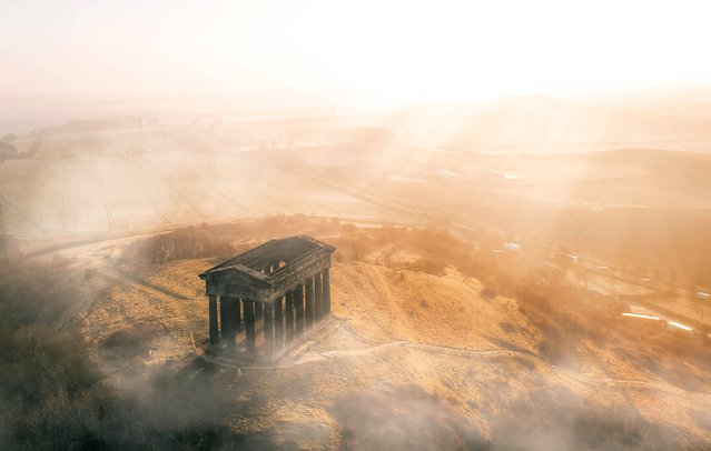 A beautiful morning mist is seen on April 3, 2025 surrounding Penshaw Monument in UK at sunrise. It appears on the crest of Sunderland Football Club. (Photo by Lewis Brown/Story Picture Agency)