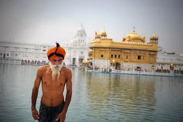 “Singh Is Kinng”. A Sikh man gets out of the water at the Sri Harmandir Sahib, Golden Temple in Amritsar, India. The temple is considered by Sikhs as the holiest shrine of their religion. (Photo by Arif Patani, www.Patani-Photo.com). (Photo and caption by Arif Patani/National Geographic Traveler Photo Contest)
