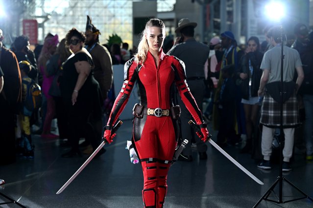 A cosplayer poses as Deadpool during New York Comic Con 2024 at The Jacob K. Javits Convention Center on October 20, 2024 in New York City. (Photo by Roy Rochlin/Getty Images for ReedPop)