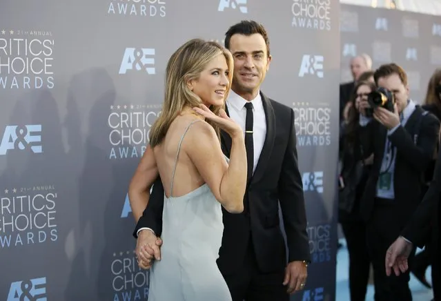 Actors Jennifer Aniston and Justin Justin Theroux arrive at the 21st Annual Critics' Choice Awards in Santa Monica, California January 17, 2016. (Photo by Danny Moloshok/Reuters)