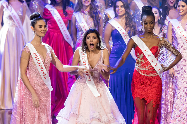 Miss Puerto Rico Stephanie Del Valle (C) reacts after winning in the Grand Final of the Miss World 2016 pageant at the MGM National Harbor December 18, 2016 in Oxon Hill, Maryland. (Photo by Zach Gibson/AFP Photo)