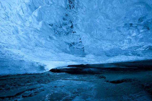 A landscape view of the crystal ice cave in the Vatnajokull Glacier, Iceland. (Photo by Rob Lott/Barcroft Media)