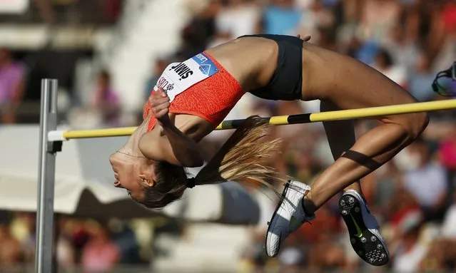 Ana Simic of Croatia performs during the high jump women event at the IAAF Diamond League Athletissima athletics meeting at the Pontaise Stadium in Lausanne, Switzerland, July 9, 2015. (Photo by Pierre Albouy/Reuters)