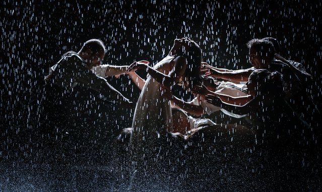 Artists perform on the designed stage during the performance of “Woyzeck” written by German dramatist and writer Georg Buchner under the adaptation of the Colombian director Jimmy Rangel at the Colon Theater in Bogota, Colombia on June 5, 2023. The play is based on a literary work about mental disorders and considered as one of the most important works of modern dramaturgy. (Photo by Juancho Torres/Anadolu Agency via Getty Images)