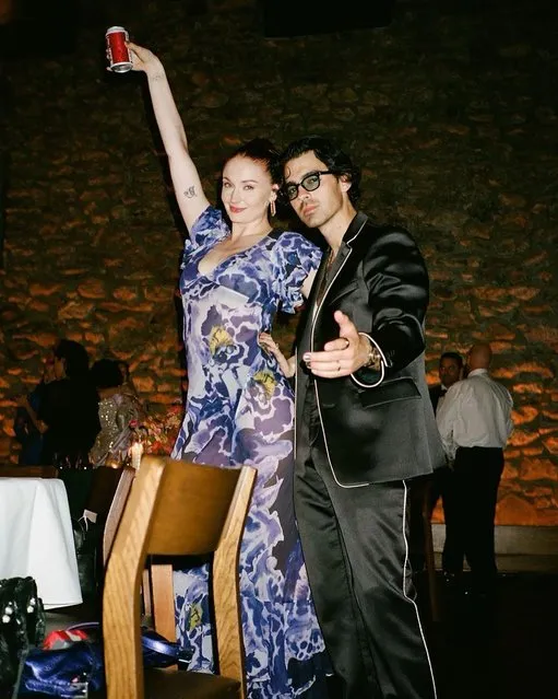 British actress Sophie Turner and American singer Joe Jonas in the second decade of September 2022 enjoy a night without their kids. (Photo by sophiet/Instagram)