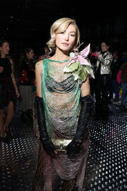 Fashion model Amalie Gassmann is seen at the Gucci Show during Milan Fashion Week Spring/Summer 2023 on September 23, 2022 in Milan, Italy. (Photo by Victor Boyko/Getty Images for Gucci)