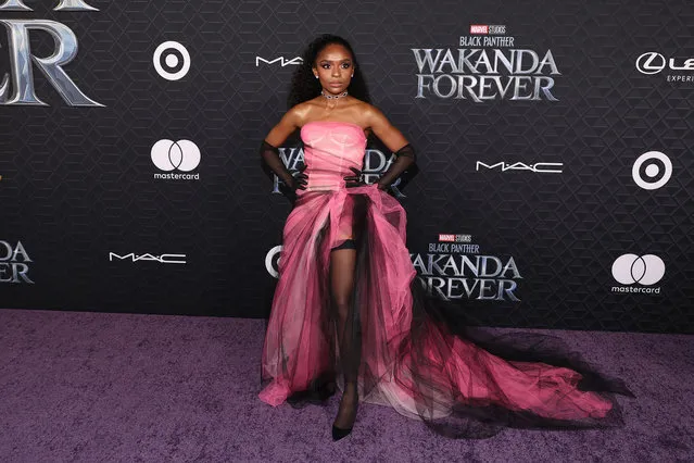 American actress Dominique Thorne attends Marvel Studios' “Black Panther: Wakanda Forever” premiere at Dolby Theatre on October 26, 2022 in Hollywood, California. (Photo by Amy Sussman/WireImage)