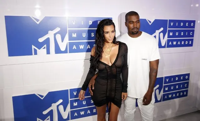 Kim Kardashian and Kanye West arrive at the 2016 MTV Video Music Awards in New York, U.S., August 28, 2016. (Photo by Lucas Jackson/Reuters)