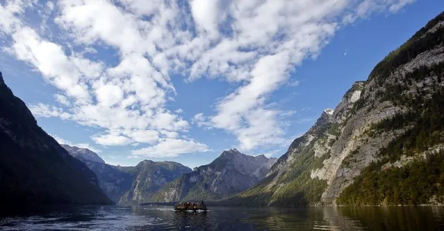 Bavarian farmers transport their cows on a boat over the picturesque Lake Koenigssee, Germany, October 3, 2015. (Photo by Michael Dalder/Reuters)