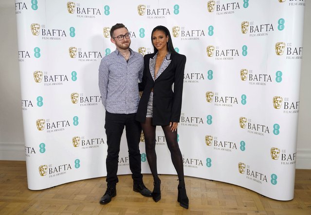 British journalist Ali Plumb, left and British TV and radio presenter Vick Hope pose for a photo during the nominations for the BAFTA Film Awards 2023, at BAFTA's headquarters, in London, Thursday, January 19, 2023. (Photo by Yui Mok/PA Wire via AP Photo)