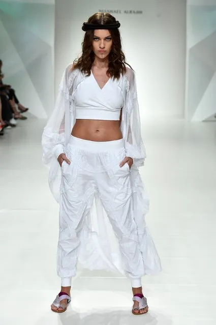 A model walks the runway at the Mashael Alrajhi show during Dubai Fashion Forward Spring/Summer 2016 at Madinat Jumeirah on October 23, 2015 in Dubai, United Arab Emirates. (Photo by Pascal Le Segretain/Getty Images for Fashion Forward)