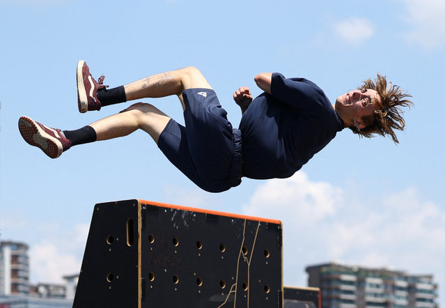 France’s Eloan Hitz competes at the World Games in Chengdu, China on August 12, 2025, which hosts non-Olympic sports including tug of war, life saving and American football. (Photo by Lisi Niesner/Reuters)