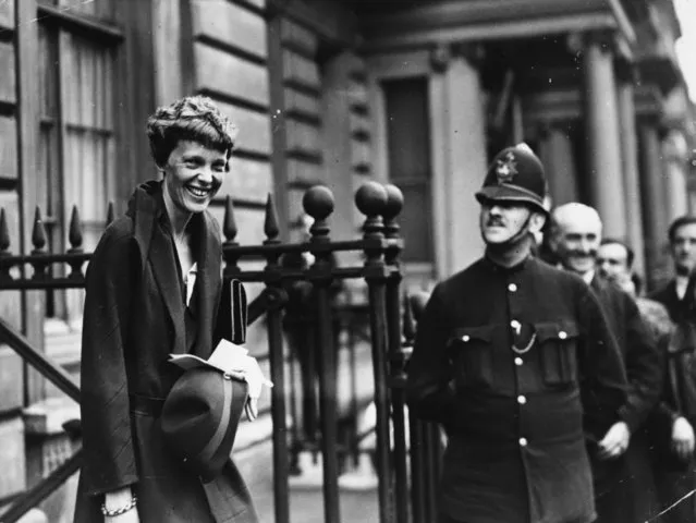 American pilot Amelia Earhart smiling as she leaves the US Embassy in London, May 23rd 1932. (Photo by Hulton Archive/Getty Images)