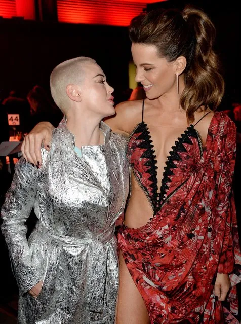 Rose McGowan and Kate Beckinsale attend the GQ Men of the Year Awards at Tate Modern on September 5, 2018 in London, England. (Photo by Richard Young/Rex Features/Shutterstock)