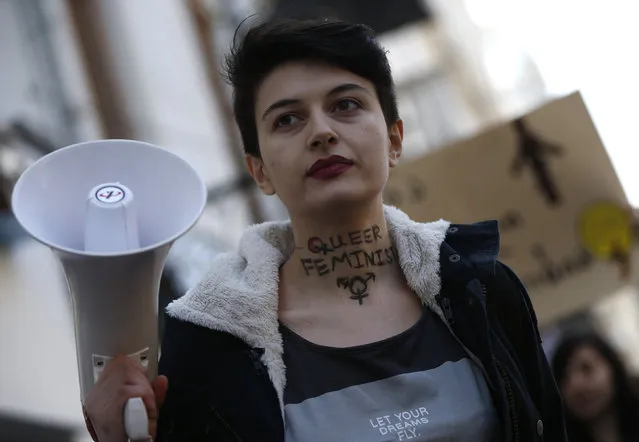 A woman attends a rally to mark the International Women's Day in Tbilisi, Georgia, March 8, 2016. (Photo by David Mdzinarishvili/Reuters)