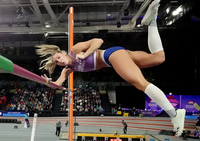 Molly Caudery of Team Great Britain competes in the women’s pole vault final during the World Athletics Indoor Championships at Emirates Arena in Glasgow, Scotland on March 2, 2024. (Photo by Fabrizio Bensch/Reuters)