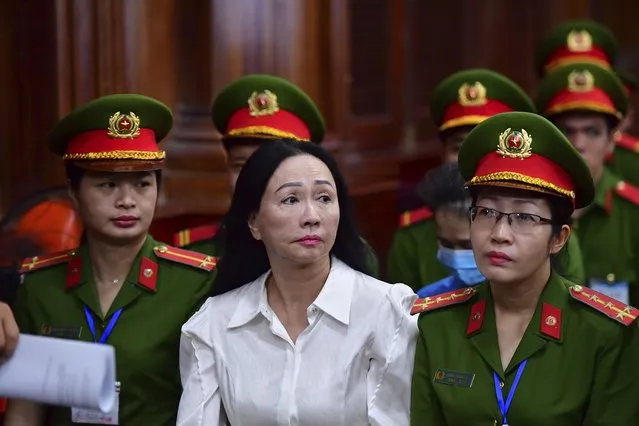 Business woman Truong My Lan, front center, attends a trial in Ho Chi Minh City, Vietnam on Thursday, April 11, 2024. The real estate tycoon may face the death penalty if convicted of allegations that she siphoned off an amount of $12.5 billion, nearly 3 percent of Vietnam's 2022 GDP, in its largest financial fraud case. (Photo by Thanh Tung/VnExpress via AP Photo)