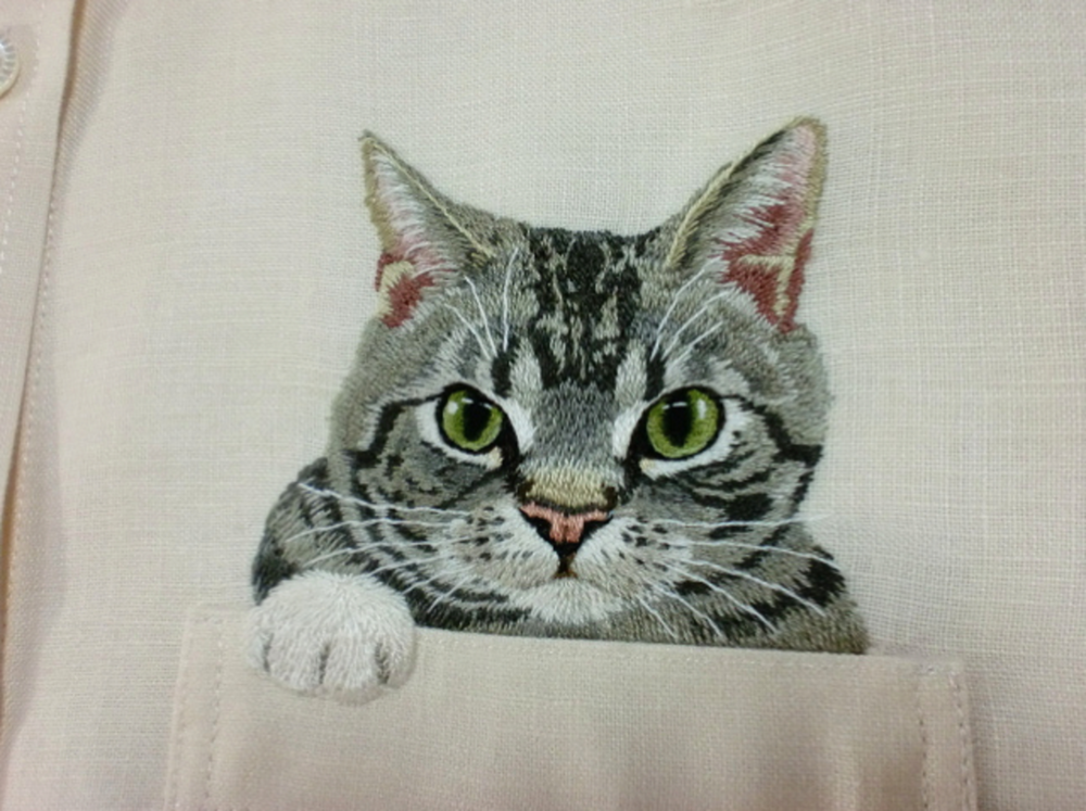 Embroider Cats on Shirts by Hiroko Kubota