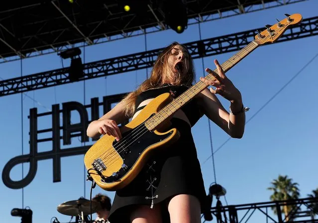 Este Haim of the band HAIM performs. (Photo by Chris Pizzello/Invision)