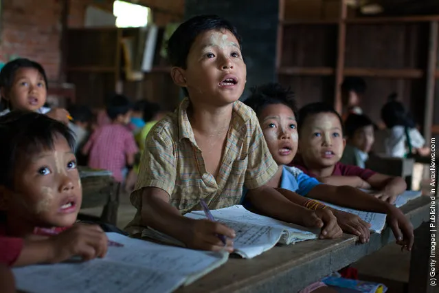 Students at a small government school in Waw township, Myanmar