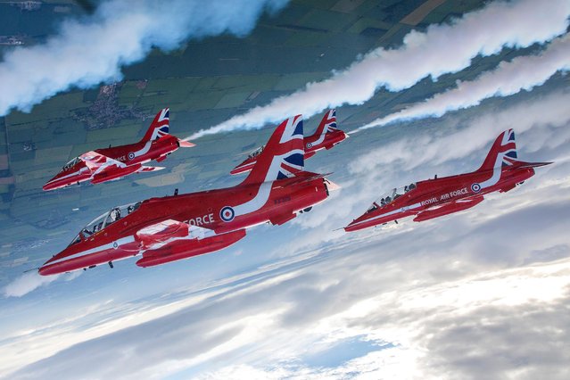 Entries in the RAF photographic competition 2019 include this shot of the Red Arrows above Scampton, Lincolnshire, England. (Photo by Cpl Ashley Keates/Royal Air Force)