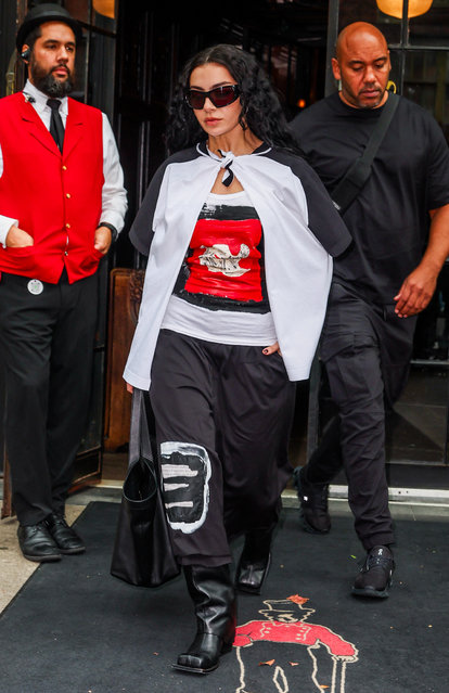 English singer Charlie XCX seen leaving her hotel this afternoon on her way to her concert at Madison Square Garden in New York City on September 23, 2024. (Photo by Eric Kowalsky/The Mega Agency)