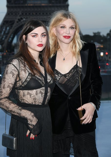Frances Bean Cobain and Courtney Love attends the Saint Laurent show as part of the Paris Fashion Week Womenswear  Spring/Summer 2018 on September 26, 2017 in Paris, France. (Photo by Pascal Le Segretain/Getty Images)