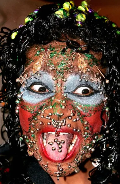 Elaine Davidson, the most pierced woman, attends the Guinness World Records – 50th Anniversary Party at the Royal Opera House on November 16, 2004 in London. (Photo by Gareth Cattermole)
