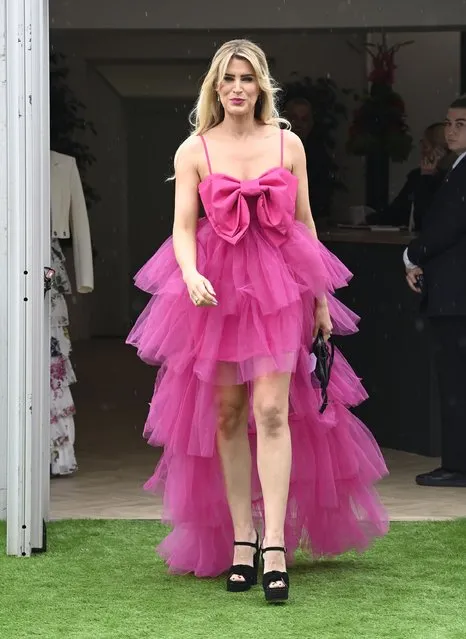 The English Actress Sarah Jayne Dunn attends Day 2 on Ladies Day at the Randox Grand National Festival 2023 at Aintree Racecourse, Liverpool on April 14, 2023. (Photo by FARRELL/Backgrid UK)