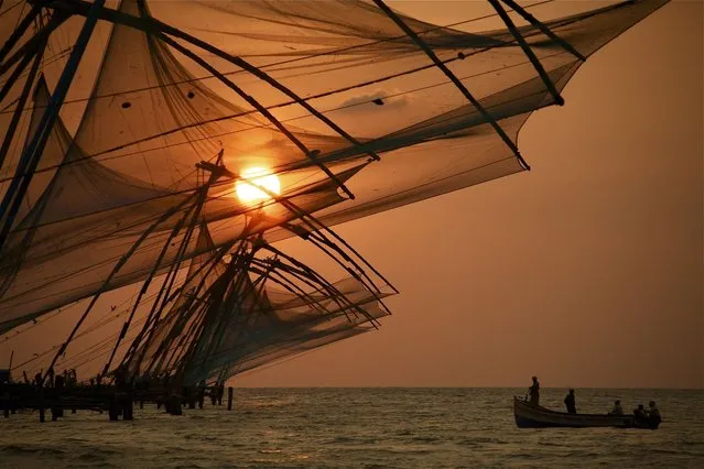 “Chinese nets at sunset in Fort Kochin”. Chinese nets at sunset in Fort Kochin, India. (Photo and caption by Wylda Bayron/National Geographic Traveler Photo Contest)