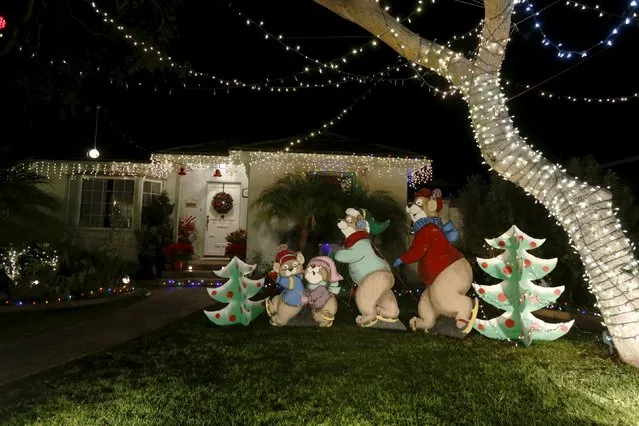 Holiday lights are seen on a home in Torrance, California, United States, December 15, 2015. (Photo by Lucy Nicholson/Reuters)