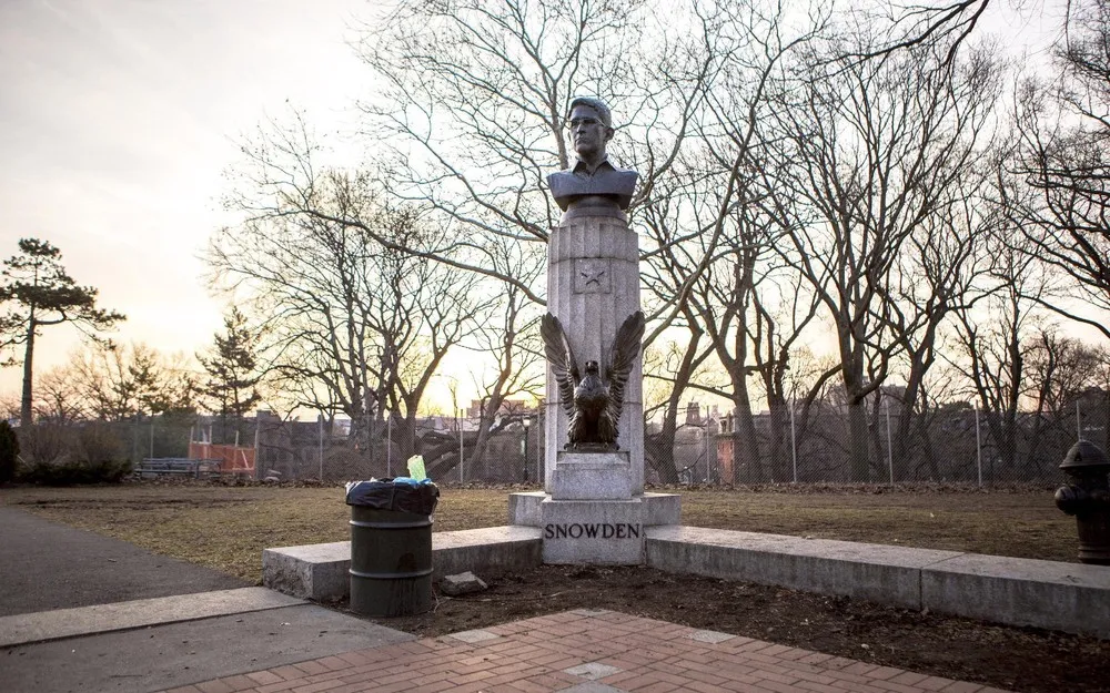 Bust of Edward Snowden in Brooklyn Park