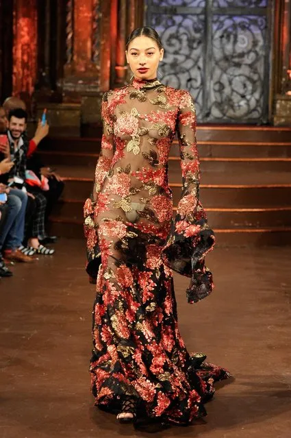 A model walks the runway at Stello Official – Art Hearts Fashion NYFW Fall/Winter 2016 at The Angel Orensanz Foundation on February 16, 2016 in New York City. (Photo by Arun Nevader/Getty Images For Art Hearts Fashion)