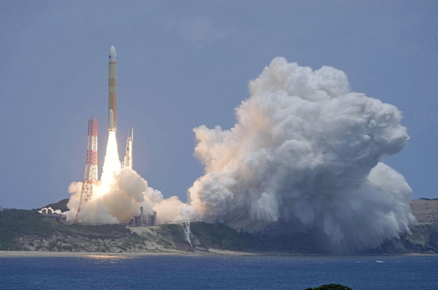 Japan's H3 rocket No. 3 lifts off carrying an Earth observation satellite from the Tanegashima Space Center in Minamitane in Kagoshima Prefecture, southwestern Japan, on July 1, 2024, in this photo taken by Kyodo. (Photo by Kyodo News via Reuters)