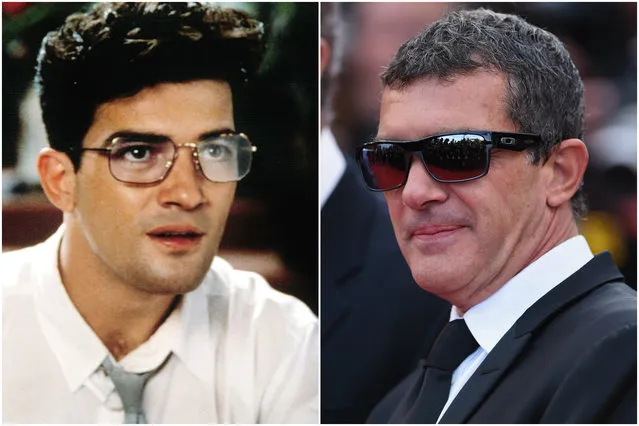 Antonio Banderas in 1988 and today. (Photo by Everett Collection/Getty Images)